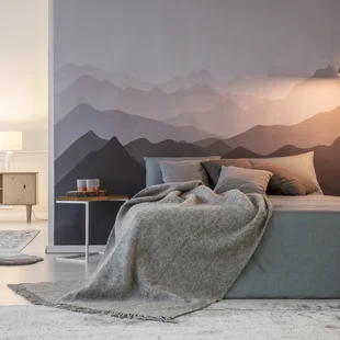 Schlafzimmer - Fototapete von einer Berglandschaft im Schlafzimmer